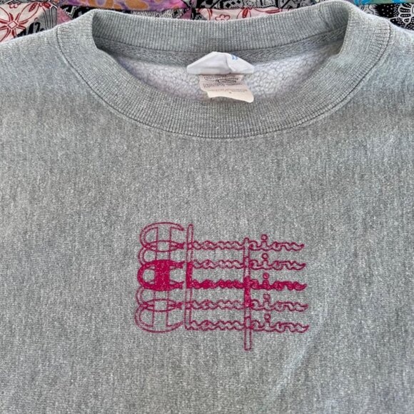 Vintage 90s Champion Reverse Weave Sweatshirt Script Size Small Heather Grey - Picture 5 of 8